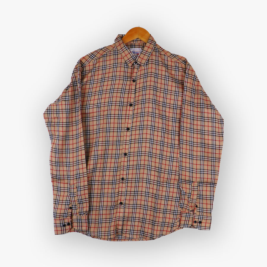 #A134 Men Soft Cotton Check Simple Shirt Summer