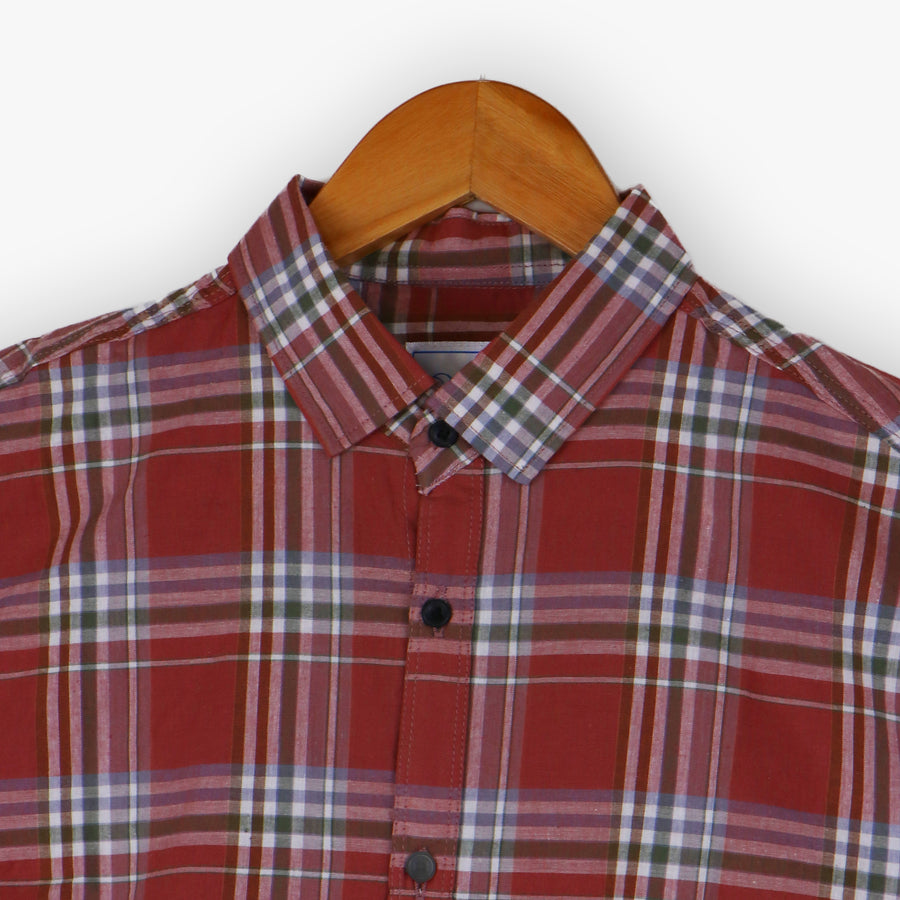 #A129 Men Soft Cotton Check Simple Shirt Summer