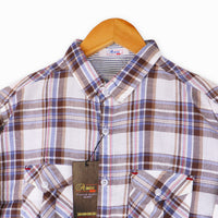 #A046 Men Cotton Check Double Pocket Shirt Summer